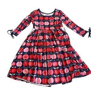 Cheeky Plum Apple Print Dress Girls Size 12
